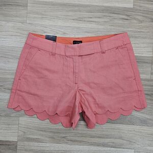 J. Crew Womens Salmon Pink Scalloped Chino Shorts Size 6